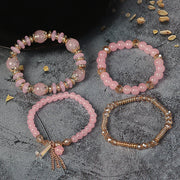 Bohemian crystal tassel multi-layer elastic rope bracelet, handmade beaded bracelet, women's fashion accessories