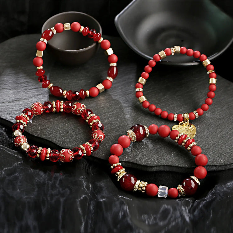 Love Pendant Crystal Beaded Bracelet Retro EthnicBracelet Personalized Women's Fashion Bracelet Jewelry - mariaestalocashop
