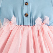 Dress For Kids Newborn 3-24 Months Short Sleeve Cute Button Bow Tulle Princess Dresses Ootd For Baby Girl