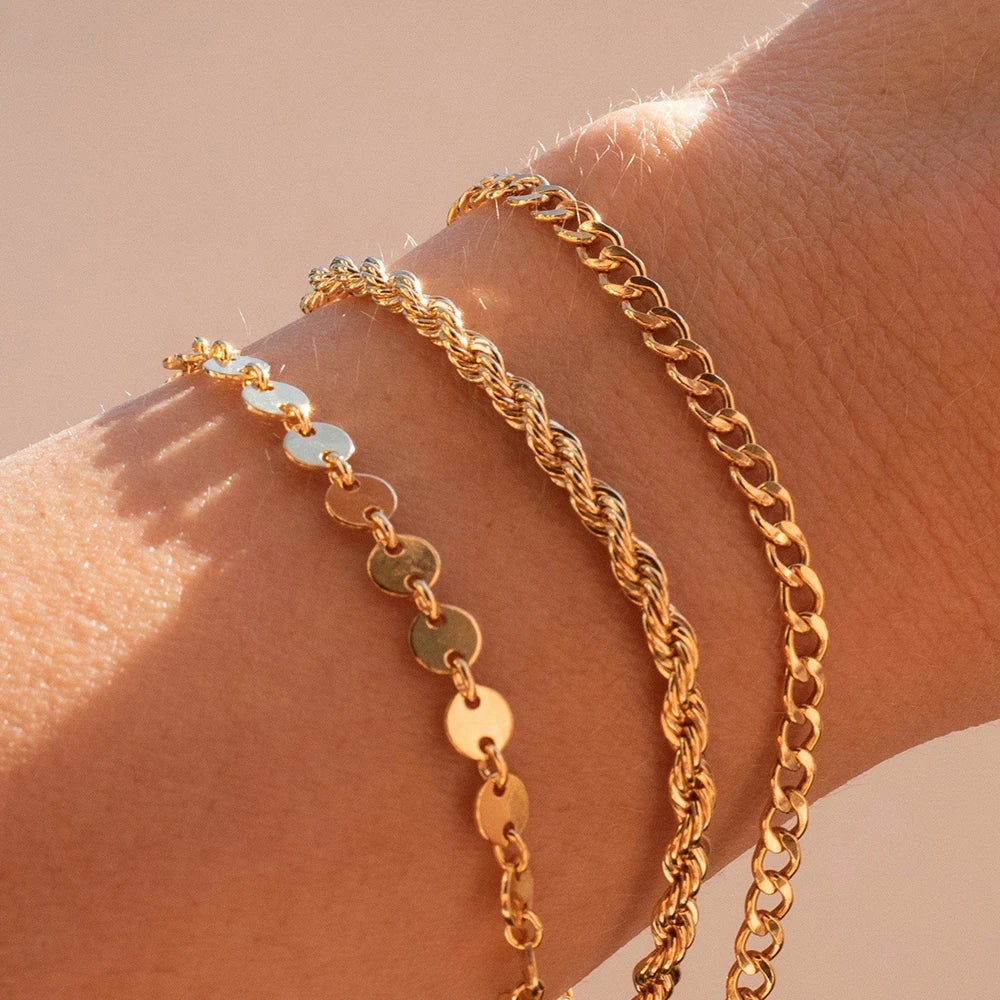 SUNIBI Classic Snake Chain Bracelets for Women Trend  Fashion Stainless Steel Cuban Chain Bracelet Trendy Woman Gifts Jewelry - mariaestalocashop
