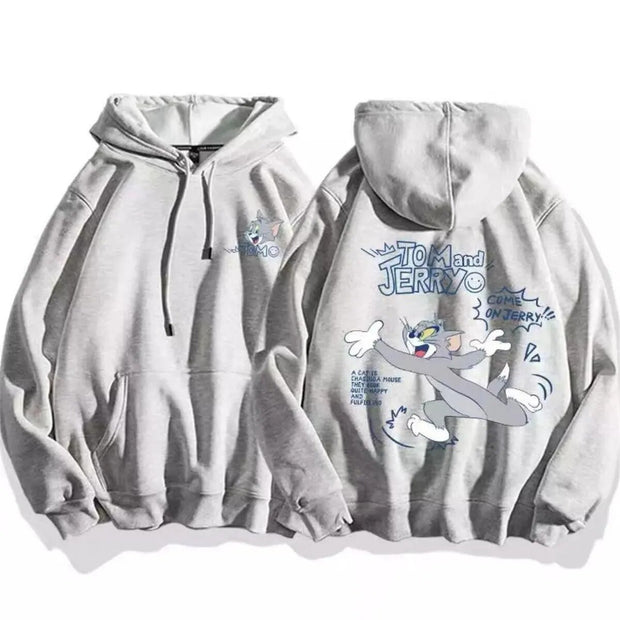 cute cartoon cat print hoodie women fashion winter autumn mouse tops