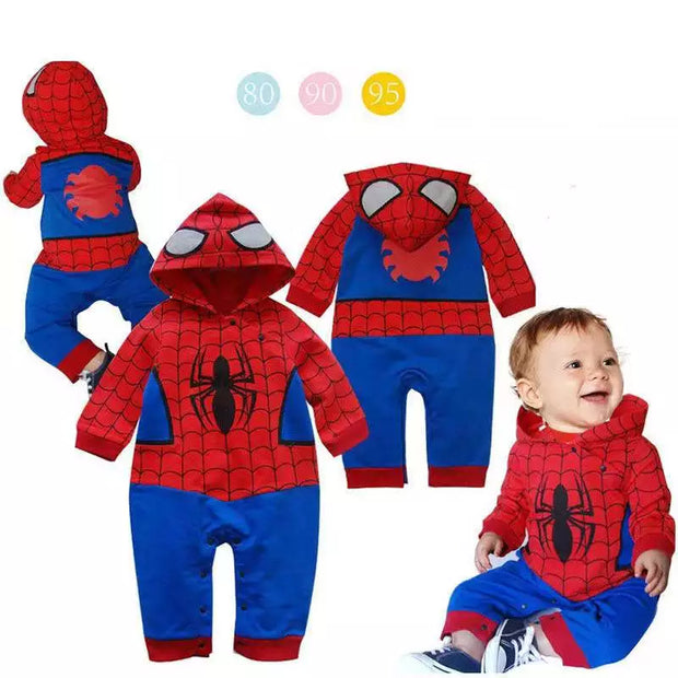Summer Spring Newborn Baby Boys Rompers Cartoon Spider Man Print Infan