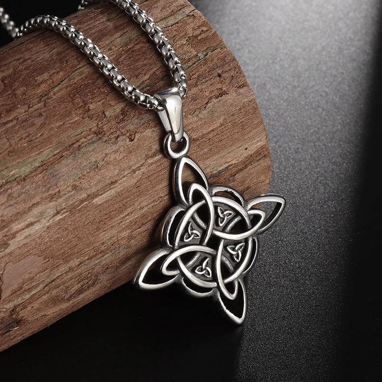 Witch Knot Necklace Stainless Steel Magic Knot Pagan Witchcraft Symbols Pendant Celtic Knot Necklace Jewelry Gifts for Women - mariaestalocashop