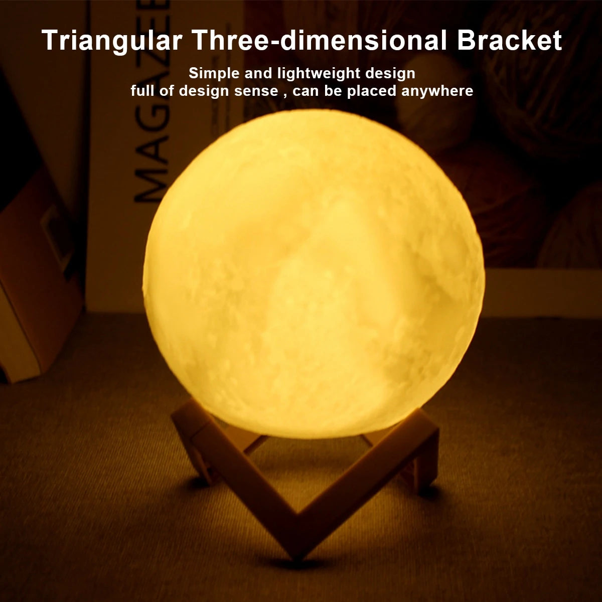 8cm Moon Lamp LED Night Light Battery Powered With Stand Starry Lamp Bedroom Decor Night Lights Kids Gift Moon Lamp - mariaestalocashop