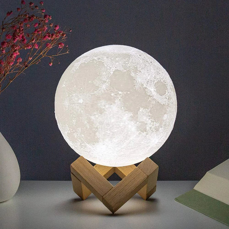 8cm Moon Lamp LED Night Light Battery Powered With Stand Starry Lamp Bedroom Decor Night Lights Kids Gift Moon Lamp - mariaestalocashop