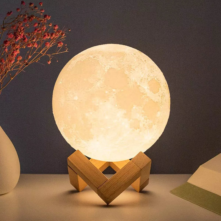 8cm Moon Lamp LED Night Light Battery Powered With Stand Starry Lamp Bedroom Decor Night Lights Kids Gift Moon Lamp - mariaestalocashop