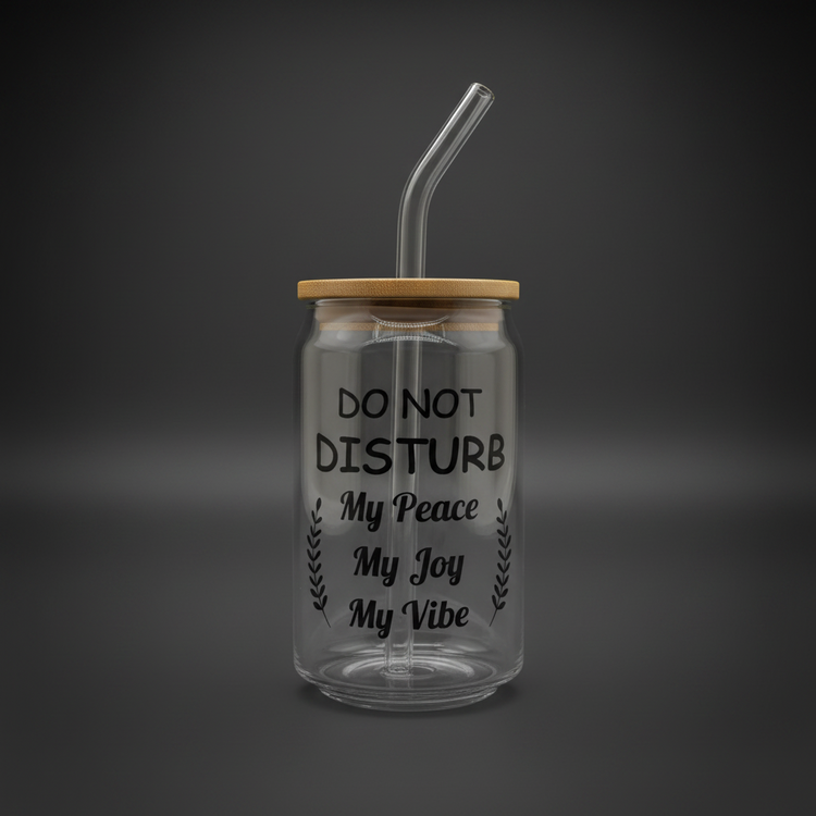 Glass Can Cup with Bamboo Lid & Glass Straw - mariaestalocashop